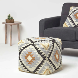 KELIM-POUF Agra mit Ethno-Muster, 43/43/43 cm