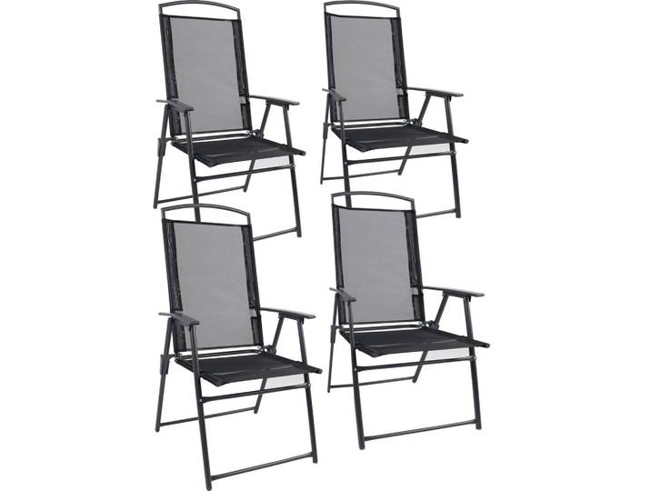 Gardenson Gartenklappstuhl-Set, Anthrazit, Metall, Textil, A-Form, 50x105x58 cm, klappbar, abwischbar, Gartenmöbel, Gartenstühle, Gartenklappstuhl