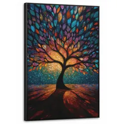 LEINWAND Bilder mit Rahmen - Mosaik - Bunt - Baum - Äste - 60x90