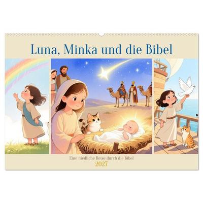Luna, Minka und die Bibel (Wandkalender 2027 DIN A2 quer), CALVENDO Monatskalender