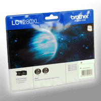 2 Brother Tinten LC-1280XLBKBP2DR Doppelpack schwarz
