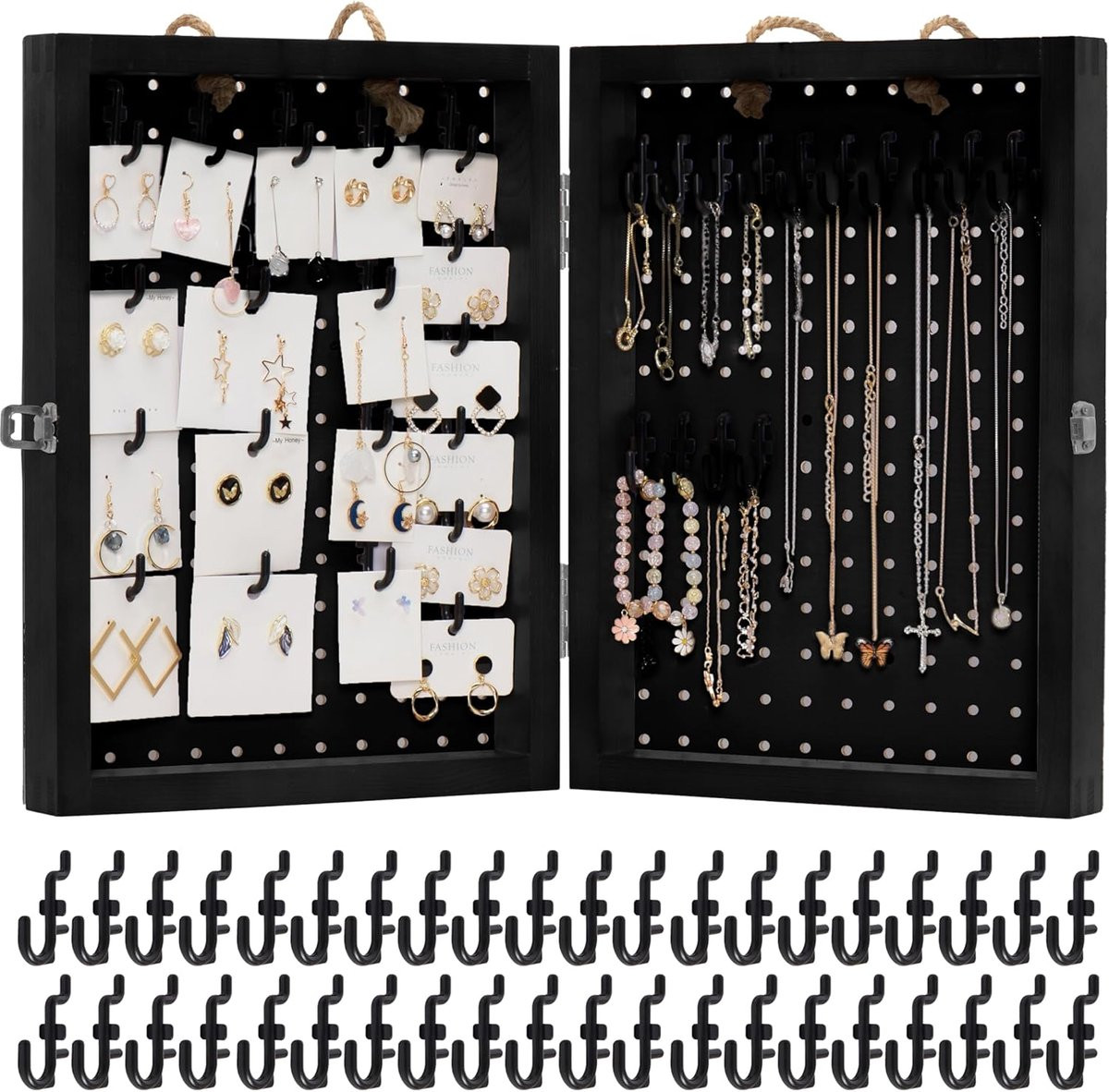 Pegboard Display Stand met 40 haken - Opvouwbare tafeltentoonstelling voor sieraden, oorbellen en kettingen