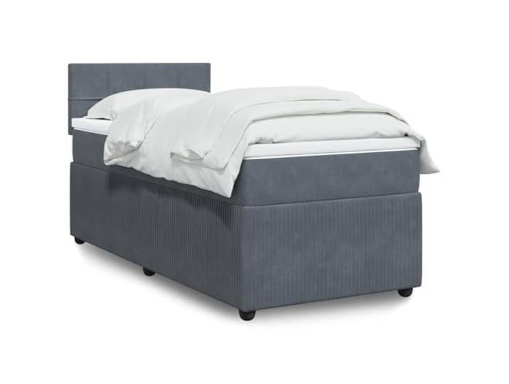 RJPLMFV Lattenrost, 90 x 190 cm, mit Matratze, Velours, Dunkelgrau Taschenfedern, abnehmbarer Bezug, waschbar, atmungsaktive Oberfläche, Premium-Komfort