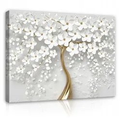 LEINWANDBILD Abstrakt Blumen Grau Leinwand Bilder Wandbild 100x70