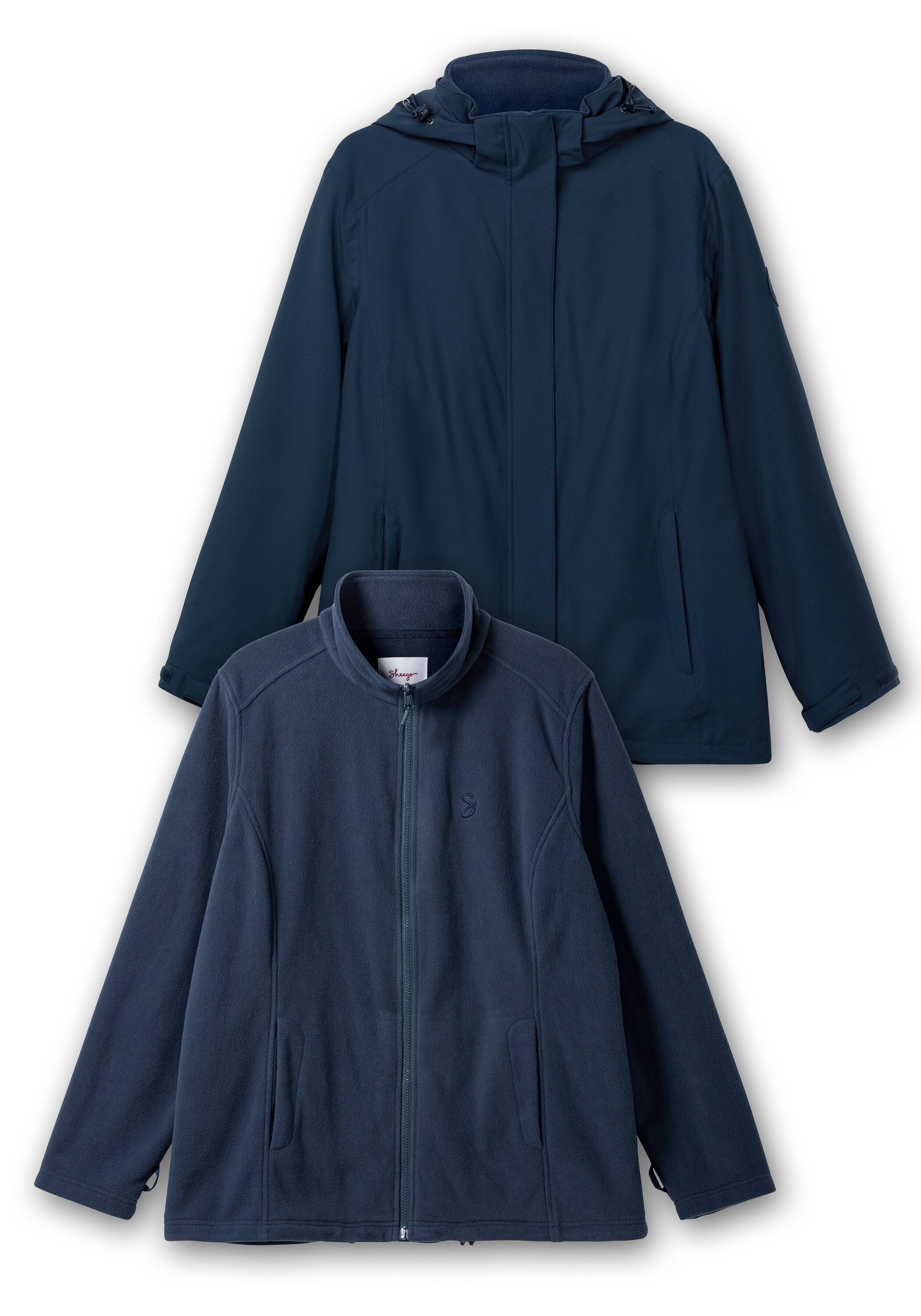 sheego Damen Große Größen 3-in-1-Winterjacke mit Fleece-Innenjacke, wind- und wasserdicht Ski sportlich Patches