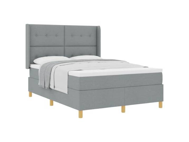 KKgypkn Boxspringbett mit verstellbarem Kopfteil Hellgrau Stoff 140x190 cm inklusive Matratze
