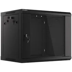 Lanberg WF01-6409-10B Rack 9U Wandmontiertes Regal Schwarz (9 HE, 19 Zoll Rack), Serverschrank, Schwarz