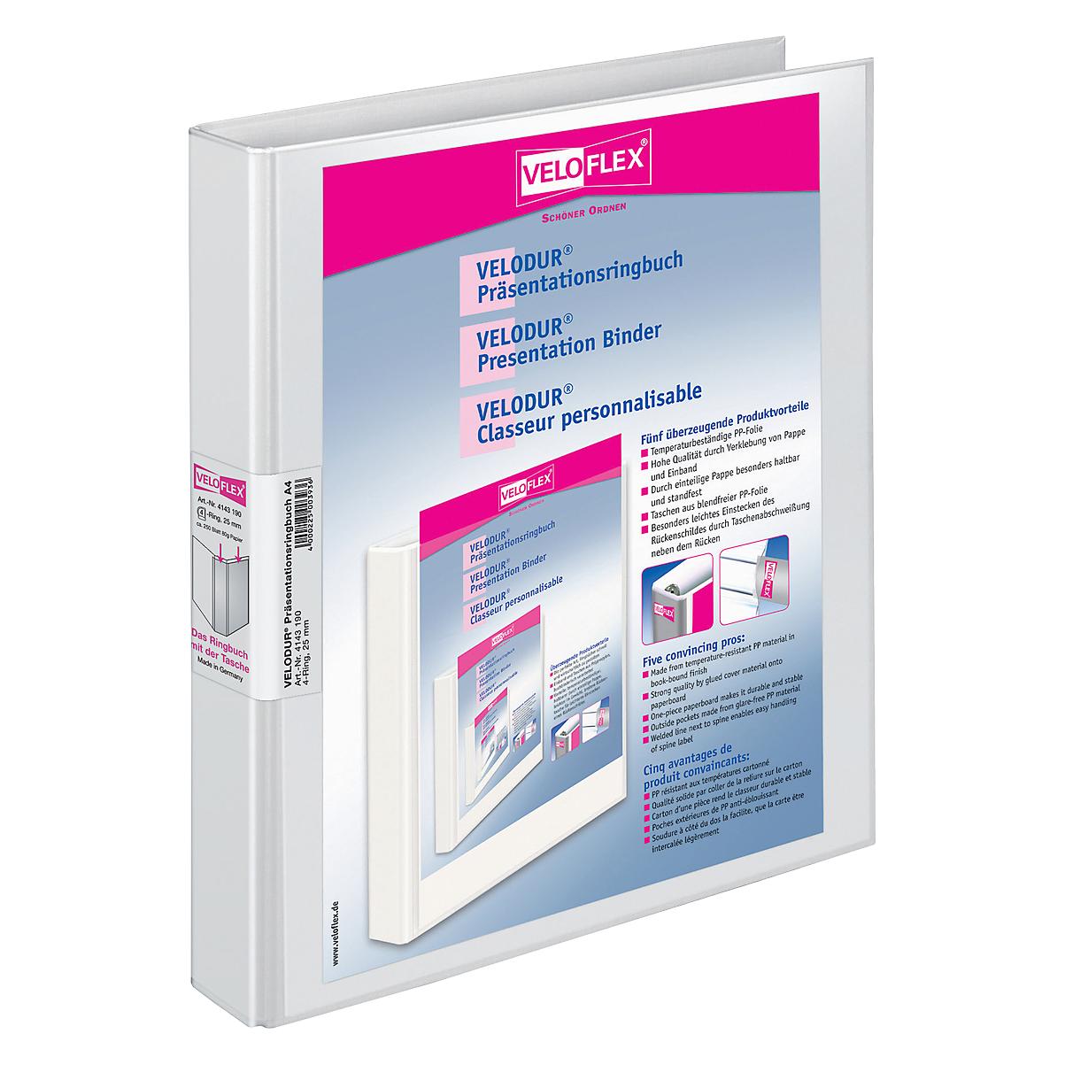 Veloflex Präsentationsringbuch 4D-Mechanik VELODUR, A4, Karton PP (A4, 40 mm, 1 Stk.) (4143190)