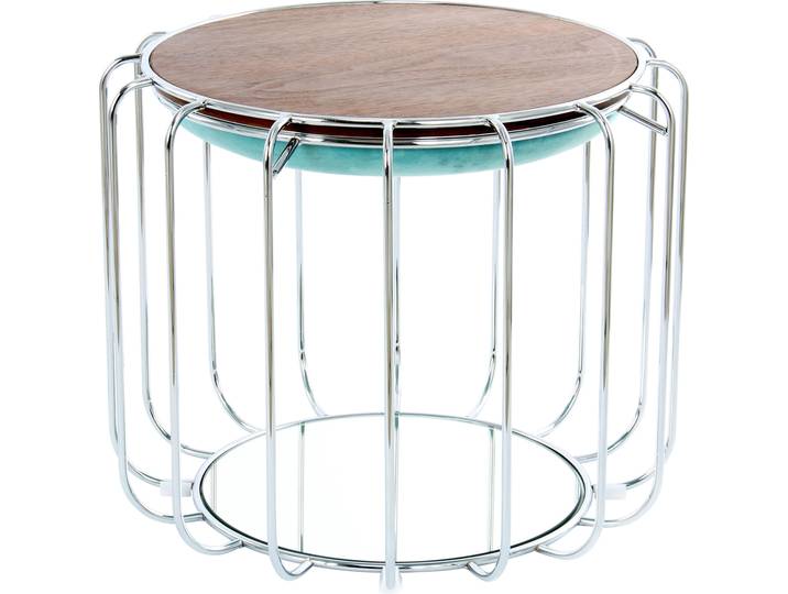 Beistelltisch KAYOOM Pouf Comfortable 110, abnehmbares und wendbares Oberteil , grün (mint, silber, silber), B:50cm H:45cm T:50cm, Eisen, MDF, Samtbezug, Schaumstoff, Spiegel, Tische, Beistelltisch, praktisch umzuwandeln in Tisch oder Hocker, mit Spiegelglas