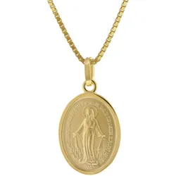 trendor 51945 Milagrosa Anhänger Gold 585 Madonna + Vergoldete Silberkette, 42 cm