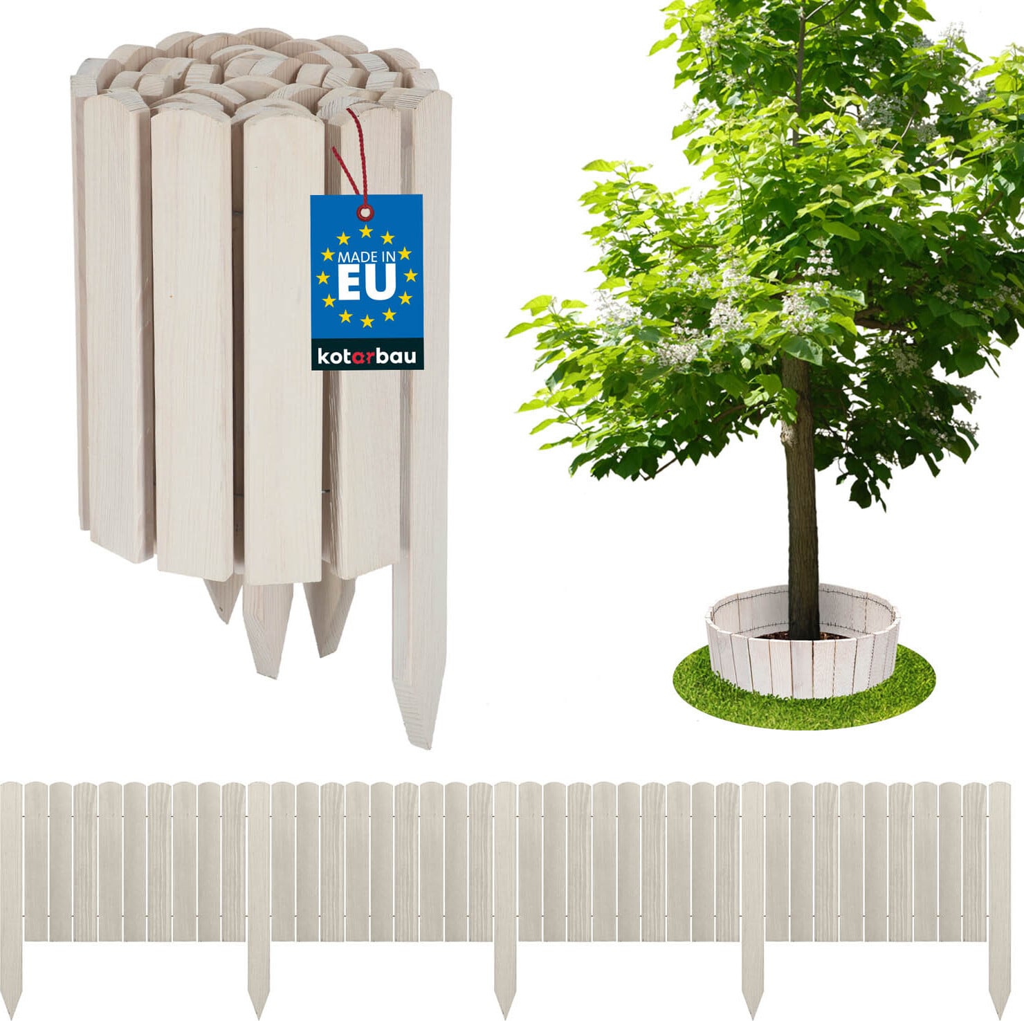 KOTARBAU Bloembedrand Rolborder Wit - 200 x 30 cm - Tuinafscheiding en Borderrand
