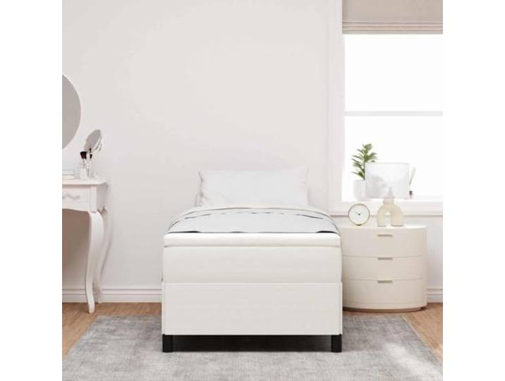 Modernes Cordstoff Design mit elegantem Boxspring Stil Schlafzimmer Creme Boxspringbett Creme 90x190 cm Cordstoff mit Lattenrost Modernes Einzelbett Samtbezug Stabil Kiefernholz