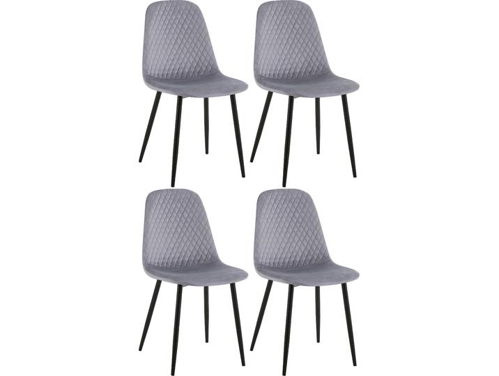 4er Set Stühle Giverny Samt - grau