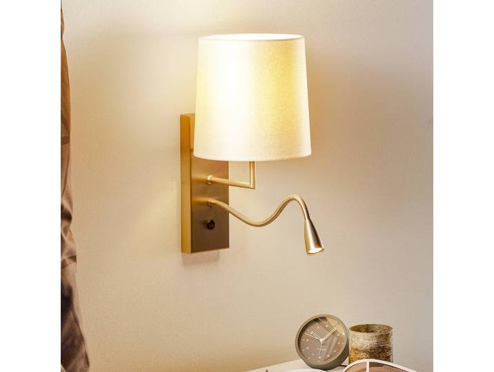Hufnagel Wandleuchte Havanna, alu / grau / zink, für Wohn- / Esszimmer, Messing, Modern, Leselampe