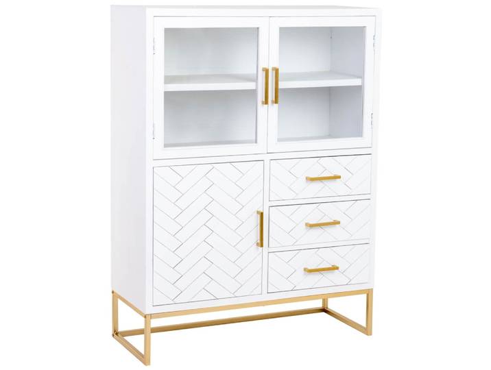 Vitrine 3 portes et 3 tiroirs, bois, 100x40x135h cm