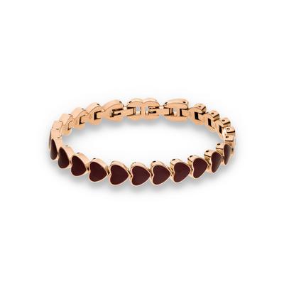 Armband S.OLIVER "Schmuck Geschenk Metall The Heart Row, Herz", rosa (roségoldfarben, burgund), Armbänder, Damen, 18cm, Metall, Armband, Emaille