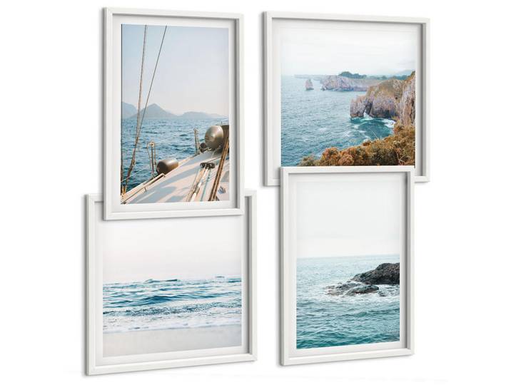 Tulup Bilder SET 4er Set - 50x50 cm & 40x60 cm Weißer Rahmen - Küstenlandschaftsblick, Kunststoff, Rechteckig, 50x50 cm, Fotografie, Bilder & Rahmen, Bilder
