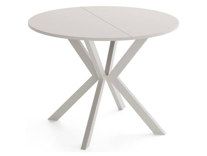 ESSTISCH Valeo – Runder Esstisch, Ausziehbar – Kaschmirfarbene Metallbeine – Moderner Stil – Kaschmir 100-140/100/76 cm