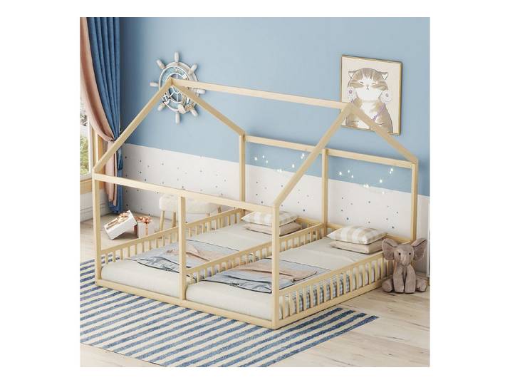 STILVORA Kinderbett 90x200 in Hausform,2-in-1-Hausbett ohne matratze,natur (flache Betten, Hausmodelle, 2-in-1-Betten), ohne Matratze