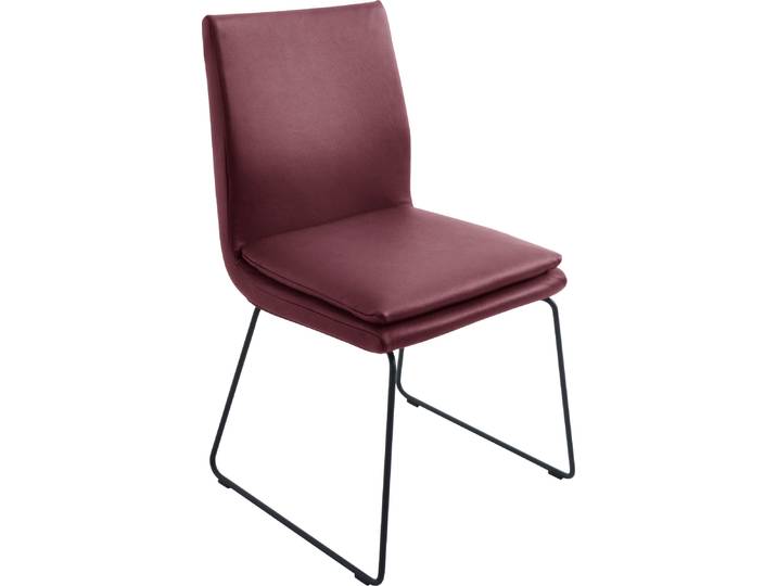 Esszimmerstuhl, Nappaleder Bronco, Rubinrot, 50×55×88 cm, Gepolstert, Klassisch, K+W-Polstermöbel