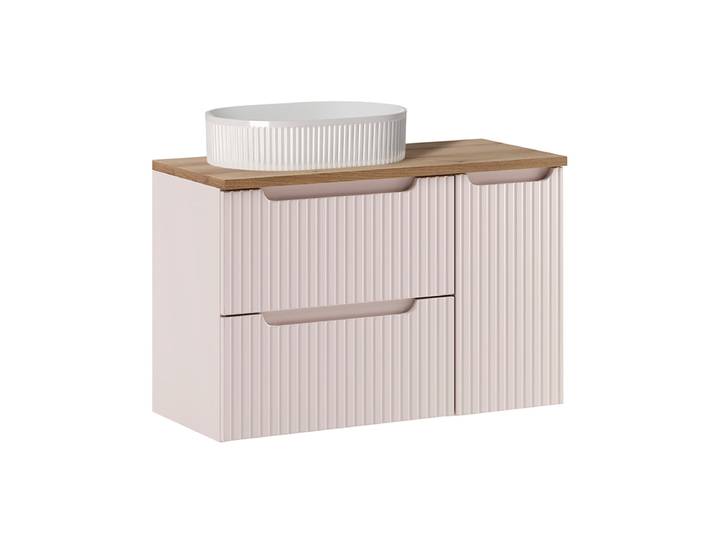 Meuble simple vasque 90cm 3 tiroirs Riva Cachemire et Bois