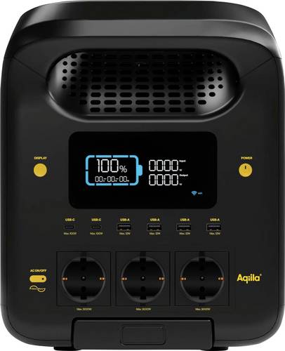Aqiila S3000V2 Powerstation 50Ah LiFePO 4 Schwarz, Gelb LED Taschenlampe