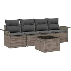 vidaXL Garten-Sofa-Set mit Kissen Manuell 5 pcs Grau 55 x 55 x 37 cm