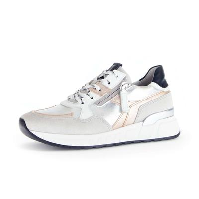 Sneaker GABOR "Sneaker low", Damen, Gr. 38,5, silber, gold, Schuhe Sneaker
