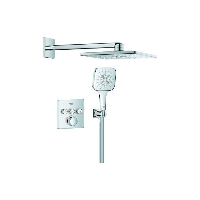 Grohe Grohtherm SmartControl Duschsystem 1039980000 eckig, 3 Absperrventile für Duschrahmen Duo, chrom, Unterputz