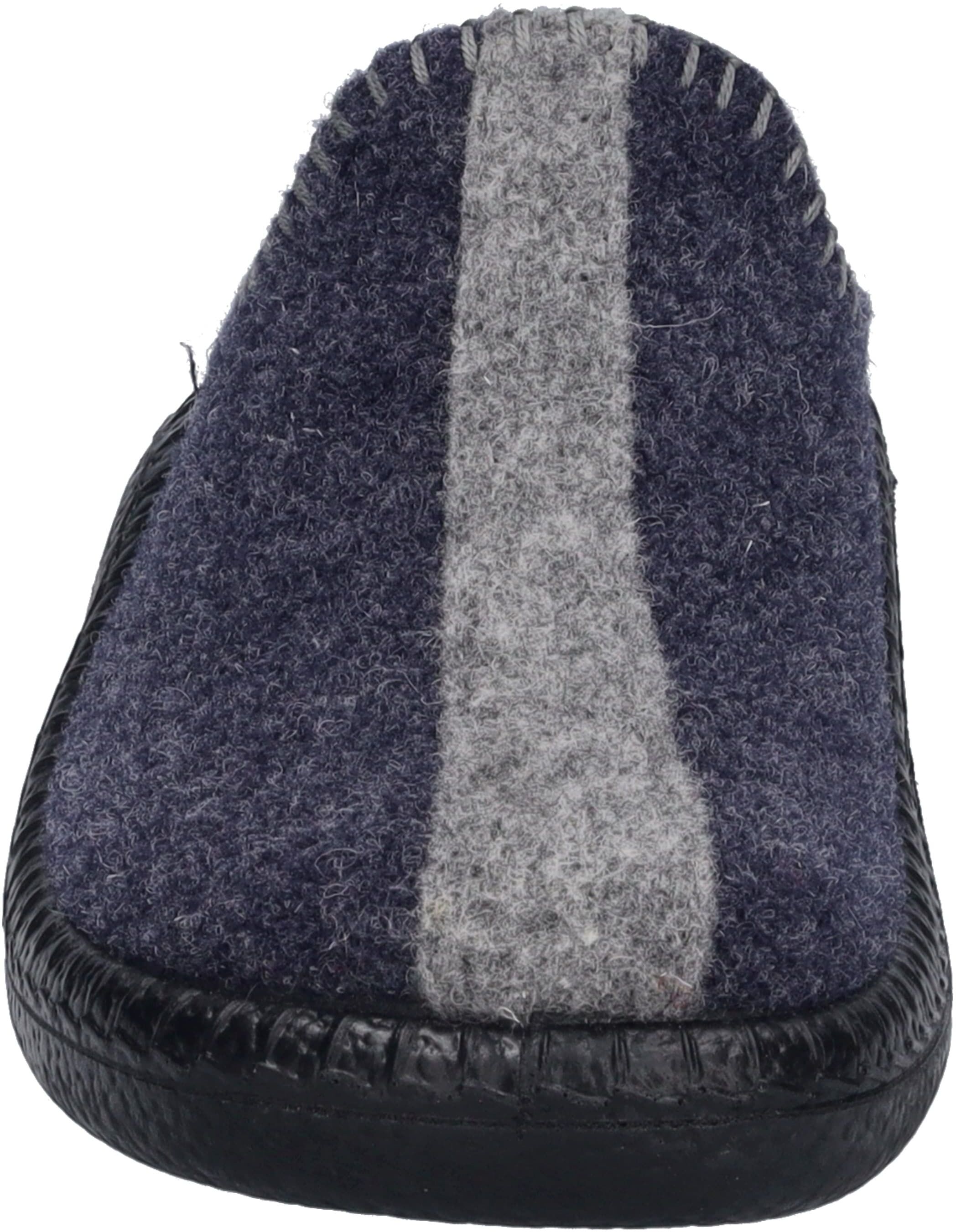 Pantoffel JOSEF SEIBEL "Monaco 62", Damen, Gr. 36, Textil, blau (dunkelblau, grau), Schuhe Pantoffel, Hausschuh, Slipper mit Ziernähte dunkelblau, grau 36, Textil