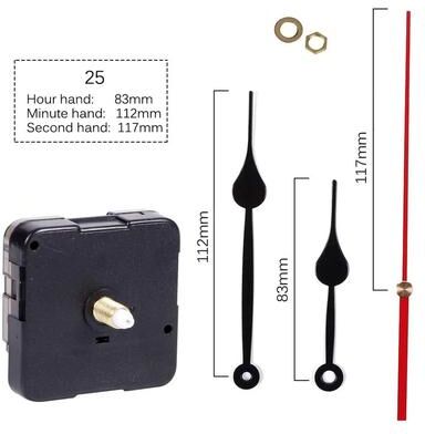 Uplift Picks Silent Quartz Clock Movement Kit With Long Shaft And Hands 025