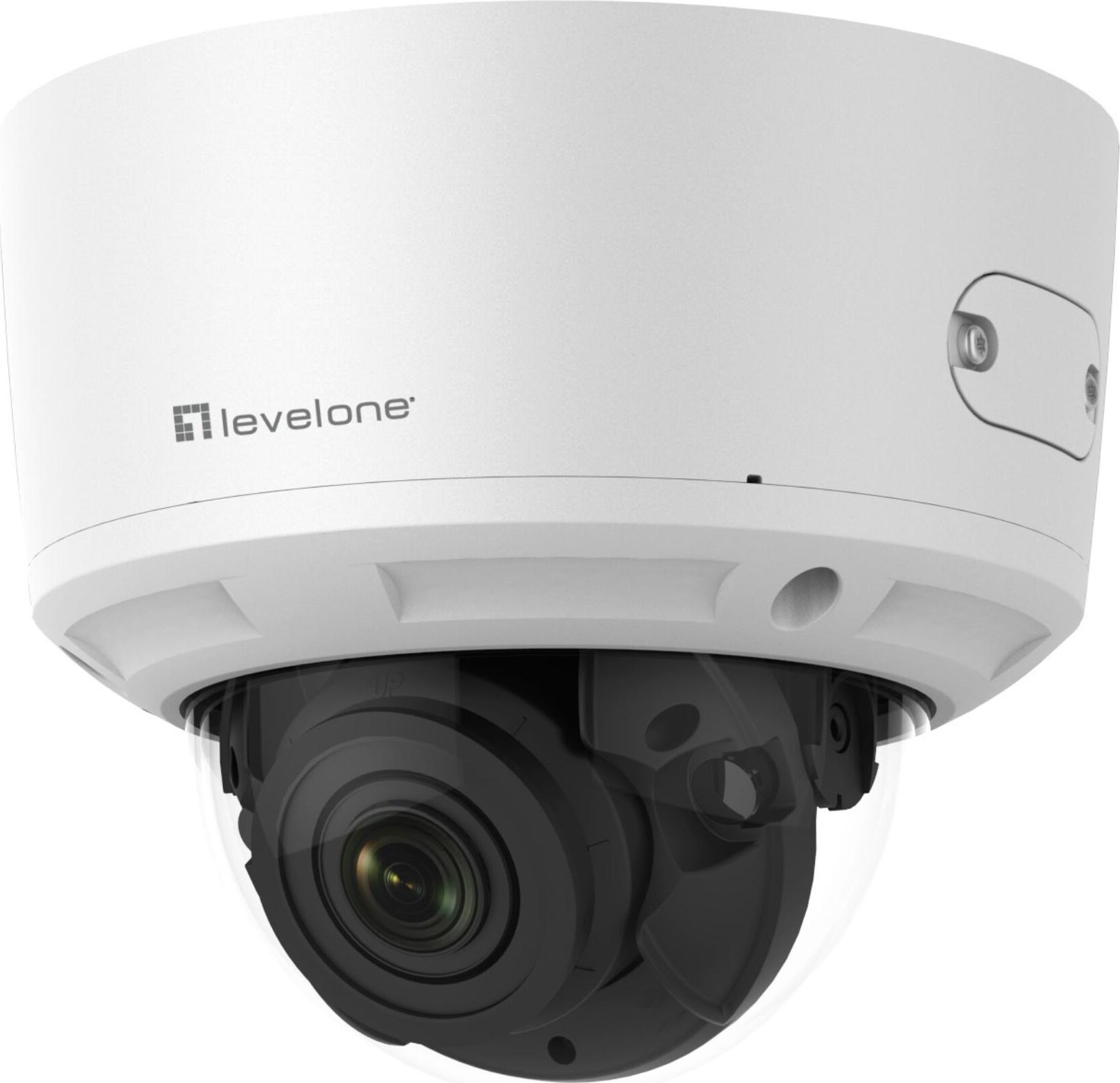 LevelOne Gemini Zoom IP Camera, 8-MP, H.265, 802.3af, Poe, IR LEDs, Indoor/Outdoor, Two-Way Audio, IP-Sicherheitskamera, Innen & Außen, Kabelgebunden, Zimmerdecke, Weiß, Dome