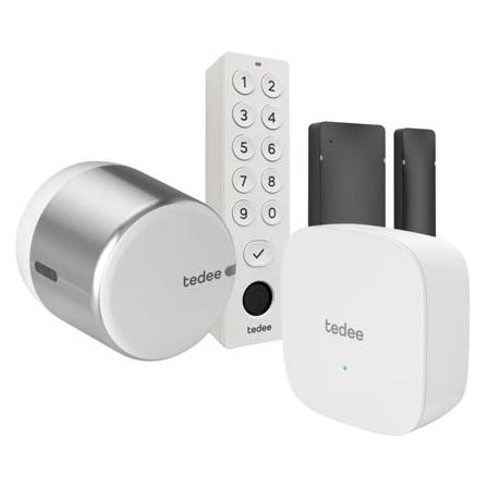 Tedee Set GO2 Alu Bridge Keypad Türsensor (Elektronische Zahlenkombination, Fingerabdruck, Smartphone) (5906288551928)