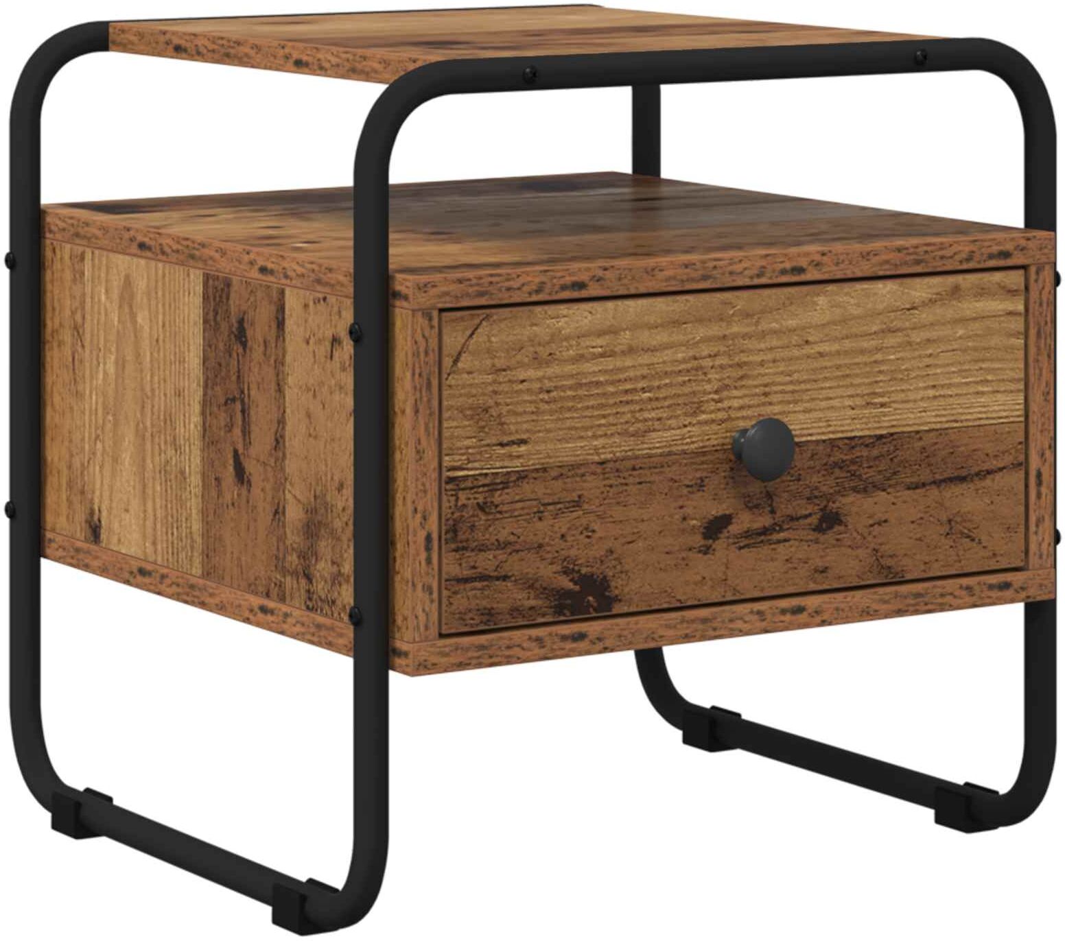 vidaXL Mesa de noche Madera envejecida Madera de ingeniería Marrón