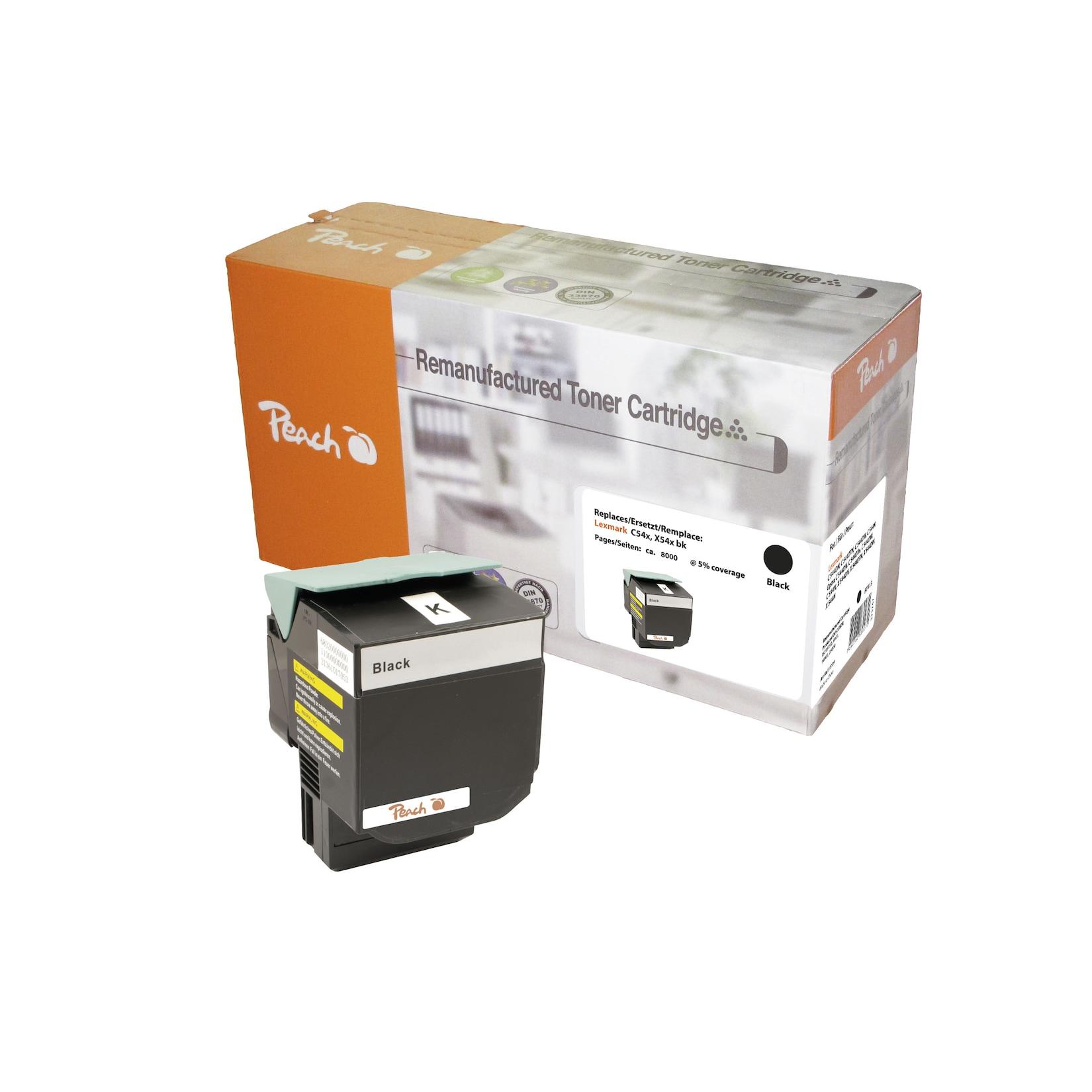 Peach L54 Toner XL bk ersetzt Lexmark C544X2KG für z.B. Lexmark C 544 DN, Lexmark C 544 DTN, Lexmark C 544 DW, Lexmark C 544 N, Lexmark X 544 DN (wiederaufbereitet)