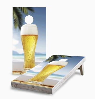 Skip's Garage Cold Beer on the Beach Cornhole Boards