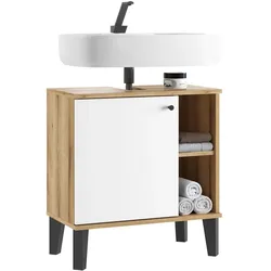 WASCHBECKENUNTERSCHRANK weiß, Evoke Eiche, Badezimmer Unterschrank, 60 cm