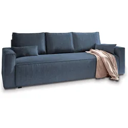 BETTSOFA MENI Blau Kordstoff mit Schlaffunktion