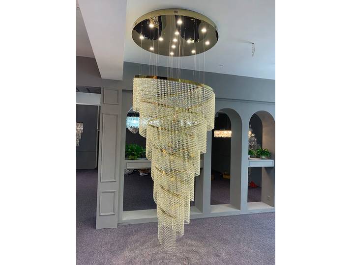 Grand lustre en cristal de conception en spirale, escalier, couloir, corrigé par Modern LED Terr al Lamp, décoration d'intérieur de luxe, luminaire LED