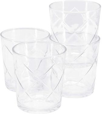 Gibson Homewares Lattice 12 Piece 13.5 Ounce Double Old Fashioned Glass Set in Clear