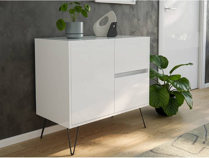 Commode Industrial 79 x 76cm Blanc/Blanc brillant