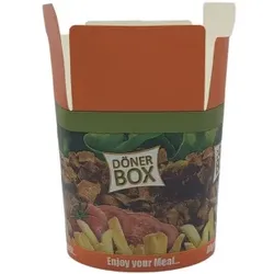 500 Döner Kebab Boxen 500 ml – Neutralmotiv bedruckt, Faltboxen, Pommesboxen