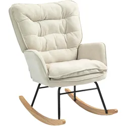 SCHAUKELSTUHL Schwingsessel Armlehnsessel mit Chenilleoptik für Schlafzimmer