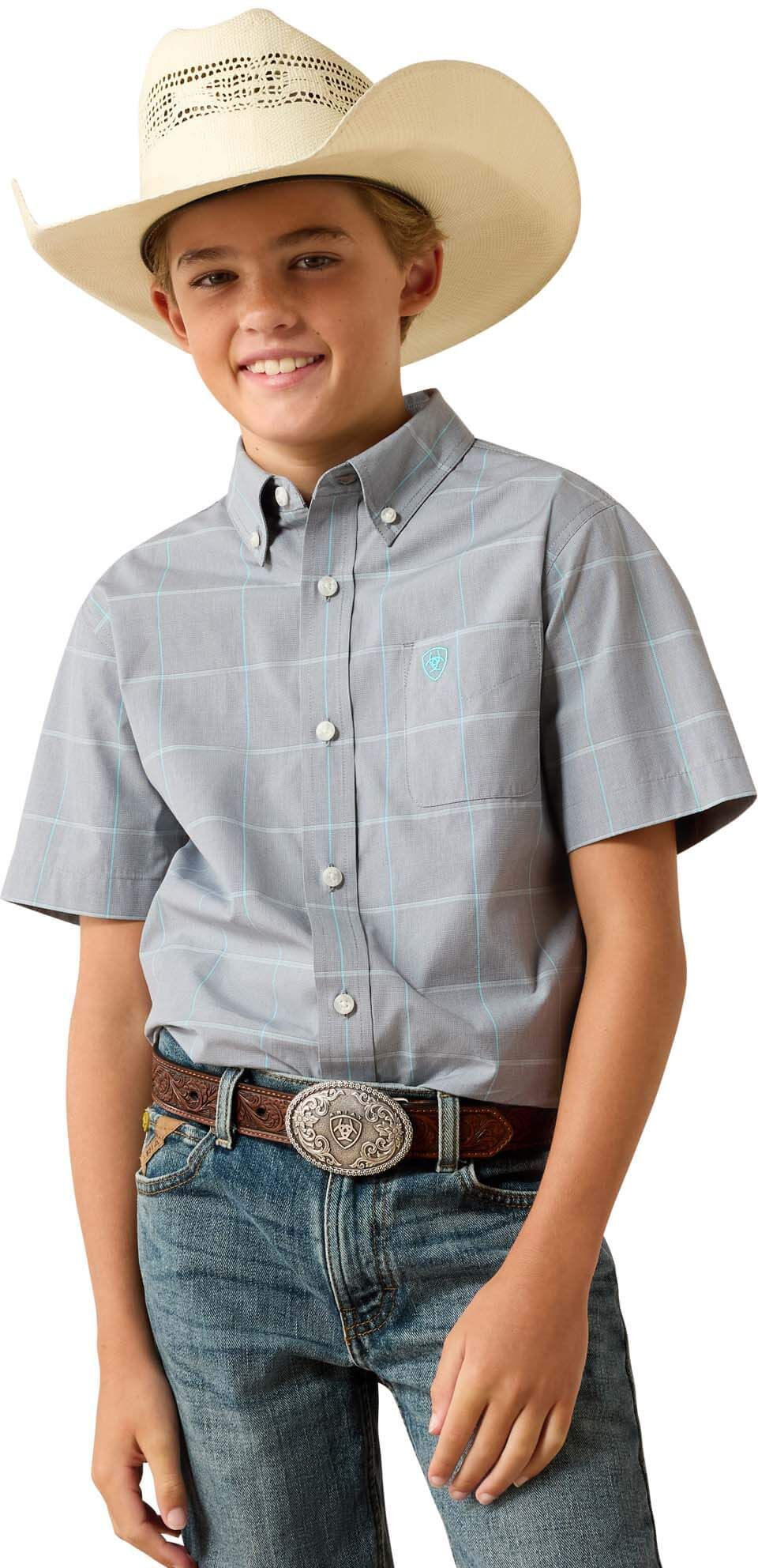 Kid's Pro Series Percie Shirt in Excalibur Plaid, Size: XL by Ariat
