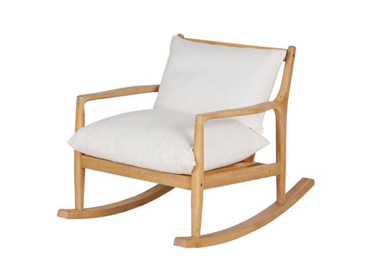 Schaukelstuhl aus Akazienholz, beige