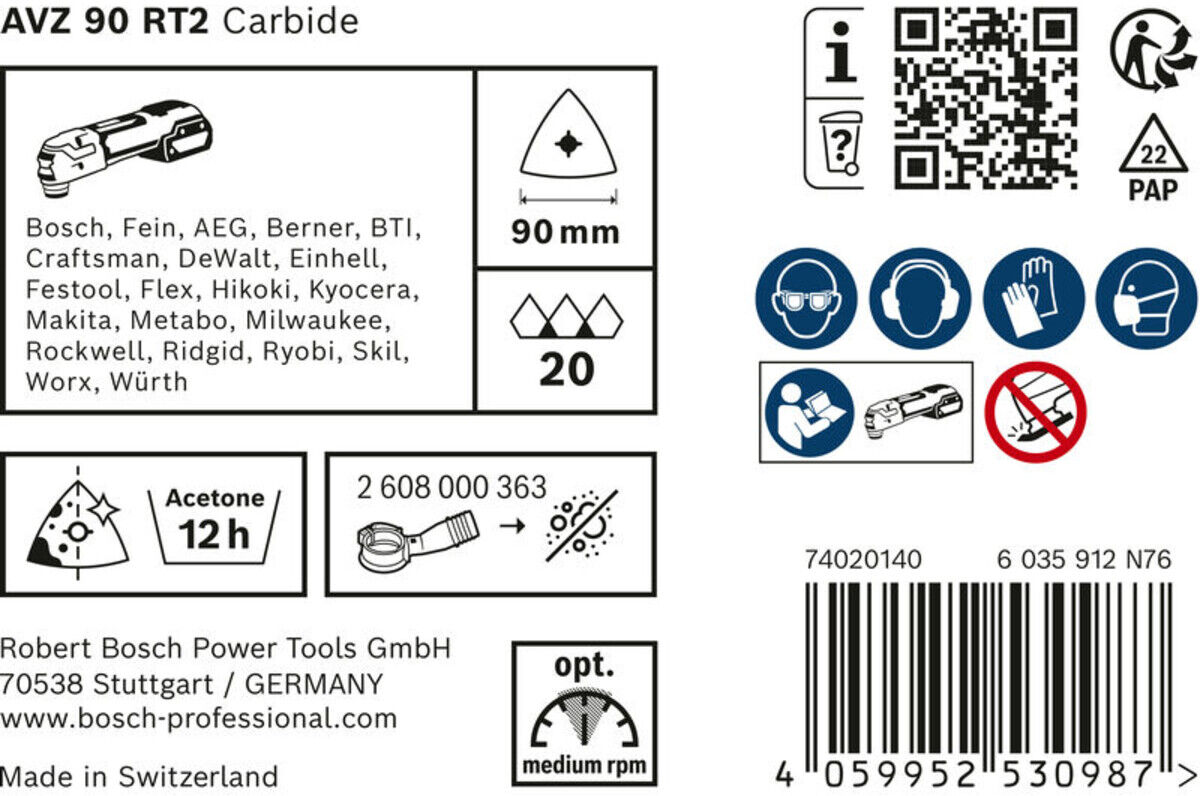 Bosch EXPERT Sanding Plate AVZ 90 RT2 Blat für Multifunktionswerkzeuge 90mm für oszillierende Multifunktionswerkzeuge (2608900046)
