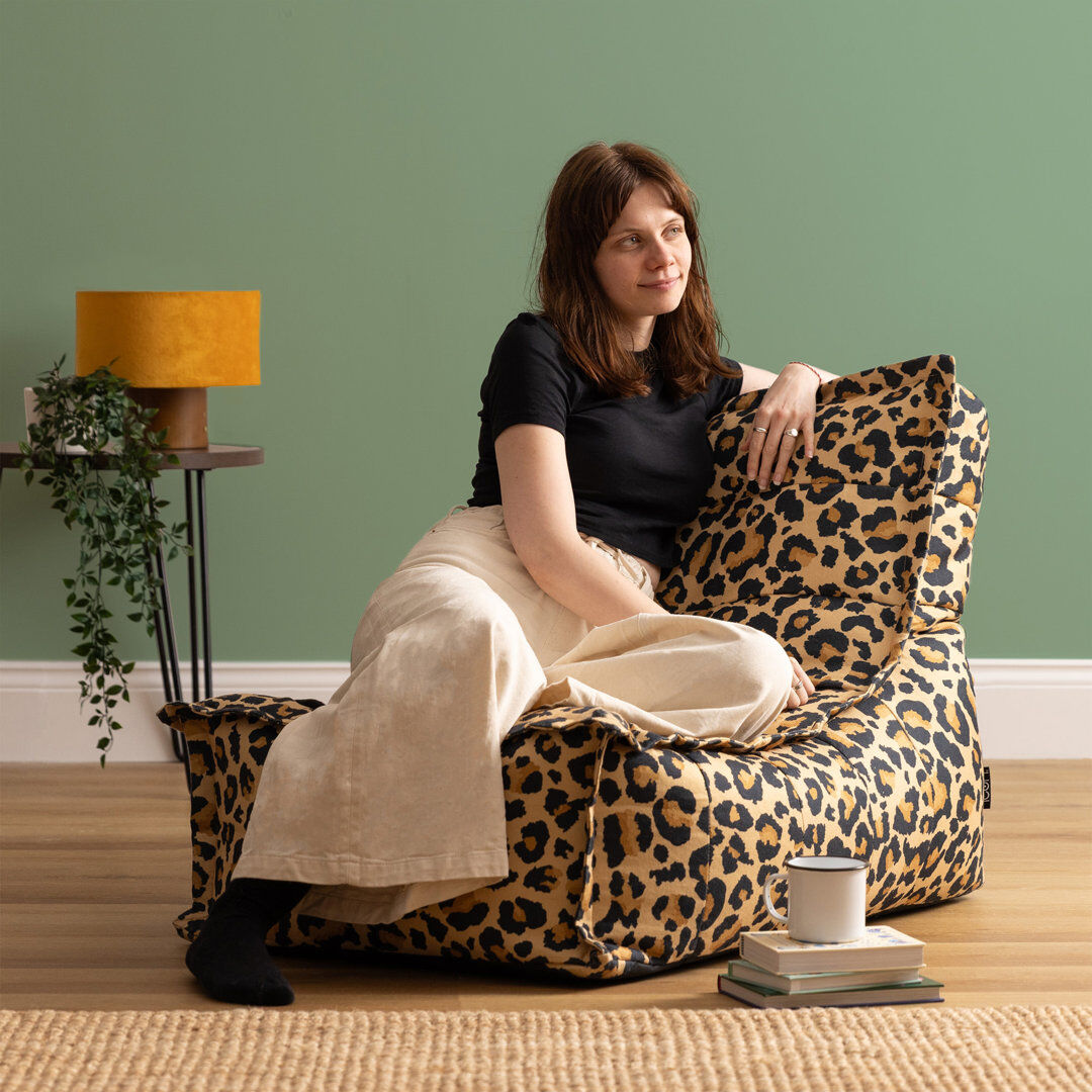 icon Dolce Leopard Print Woven Scandi Lounger Bean Bag Multi Medium