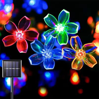 Uplift Treasures Solar Cherry Blossom String Lights 8 Mode Outdoor Sakura LED Garden Decor multicolor 5 M (20 Led)