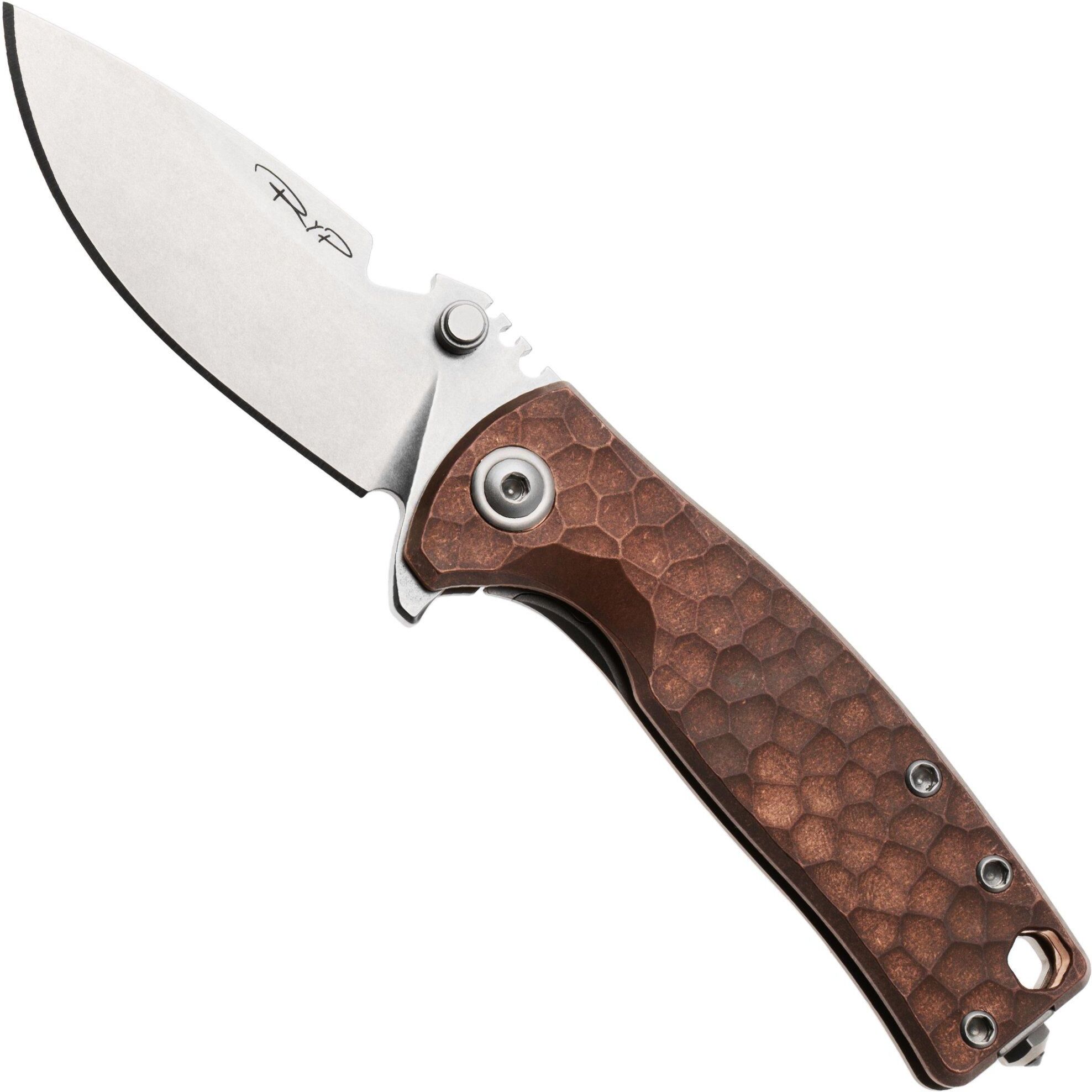 DPx Gear DPx HEST/F Urban DPHSF073, Stonewashed Böhler M390, Copper Hammertone Titanium, coltello tascabile, design di Robert Young Pelton