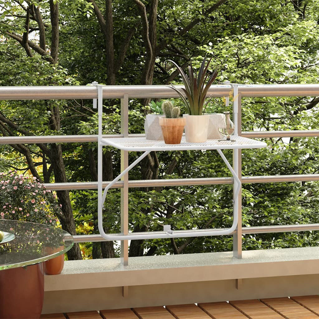 Dakota Fields Pennock Rectangular Outdoor Balcony Table - 60 cm W 40 cm D White